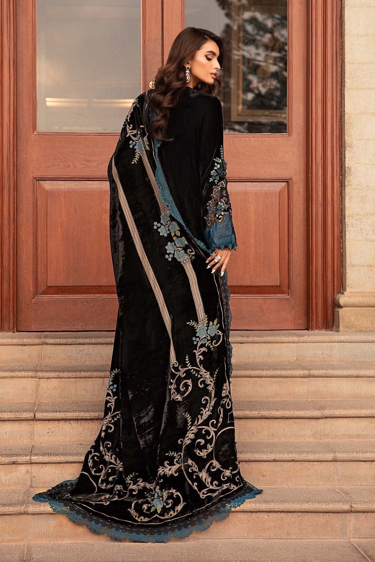 Pakistani Suits 3 Piece Unstitched Embroidered Velvet Suit | DL-1208 Al Libaas