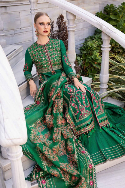 Pakistani Suits Unstitched Embroidered Cotton Satin Suit | CST-811 Al Libaas