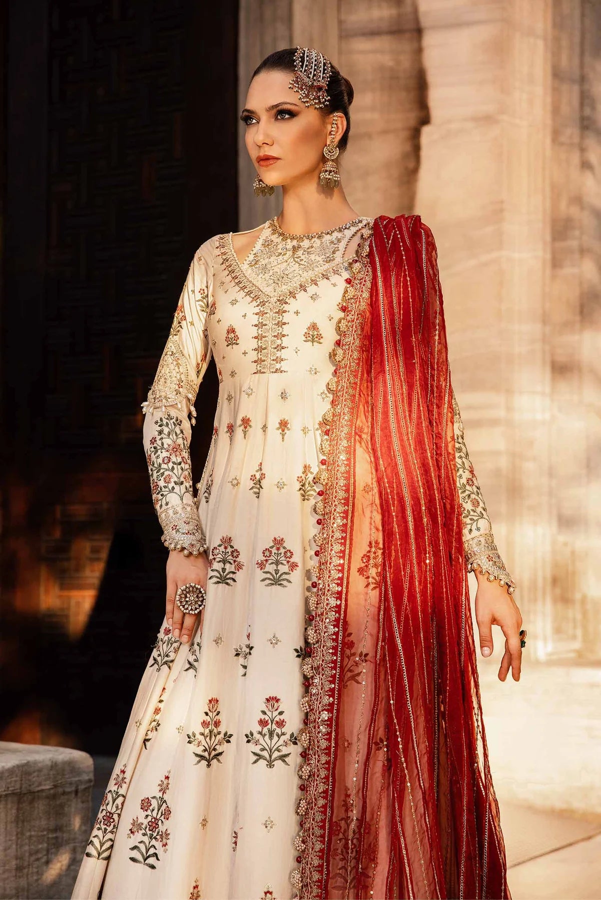 Pakistani Suits Unstitched Embroidered Cotton Satin Suit | CST-801 Al Libaas