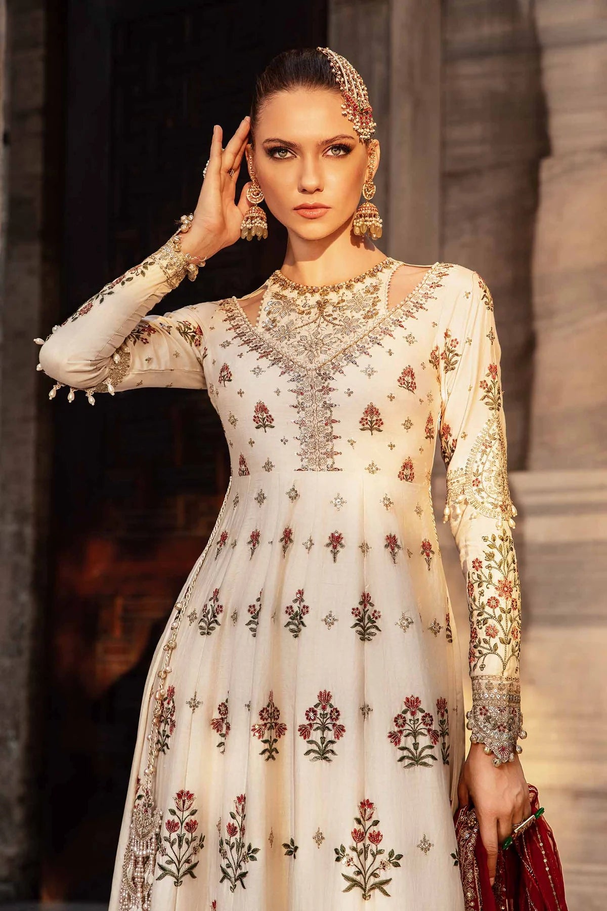 Pakistani Suits Unstitched Embroidered Cotton Satin Suit | CST-801 Al Libaas