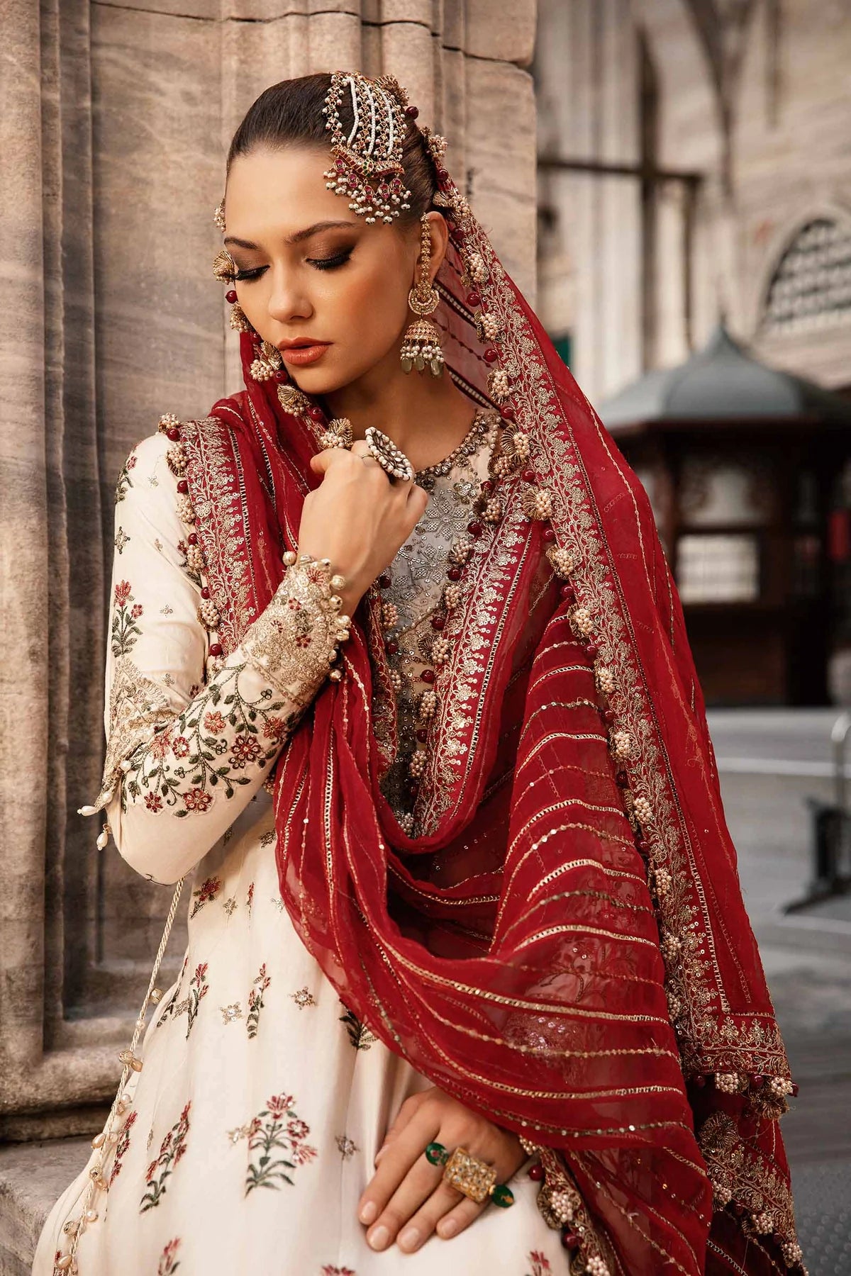 Pakistani Suits Unstitched Embroidered Cotton Satin Suit | CST-801 Al Libaas