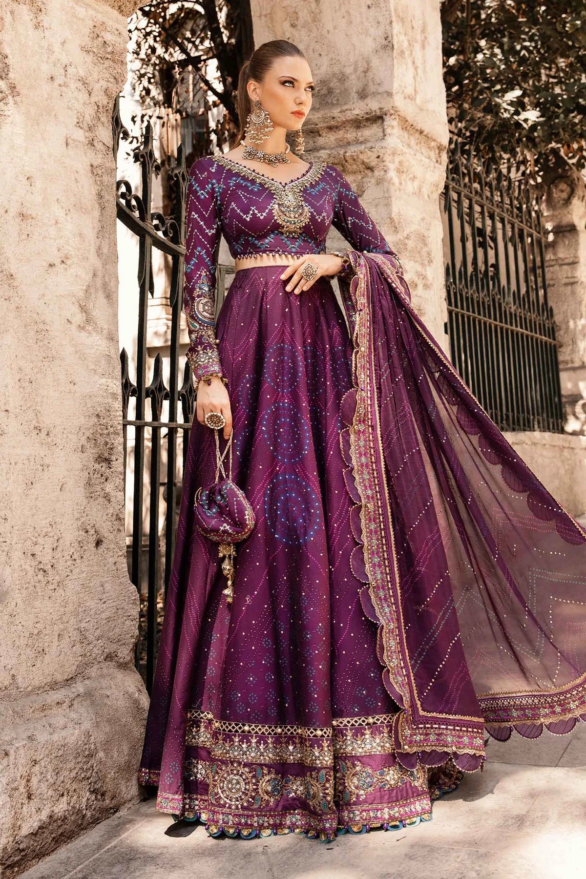 Pakistani Suits Unstitched Embroidered Cotton Satin Suit | CST-802 Al Libaas