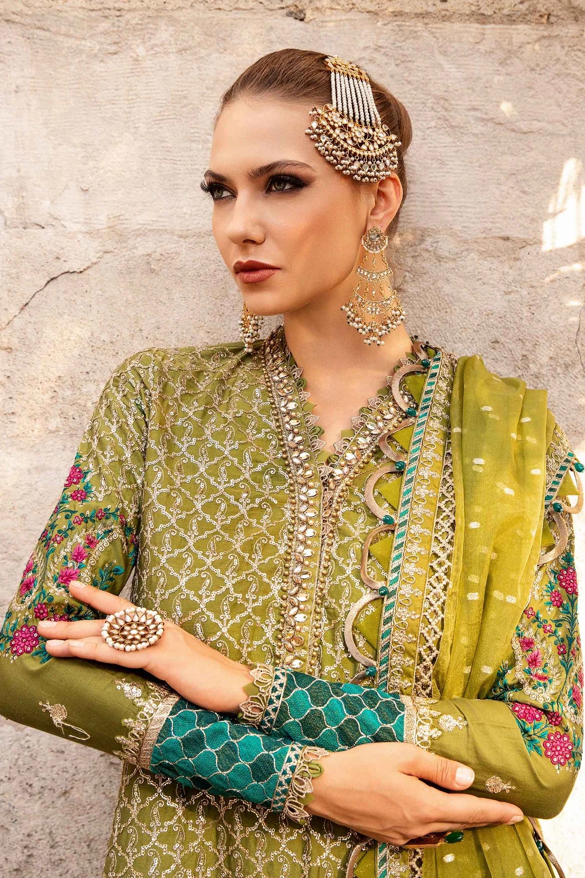 Pakistani Suits Unstitched Embroidered Cotton Satin Suit | CST-803 Al Libaas