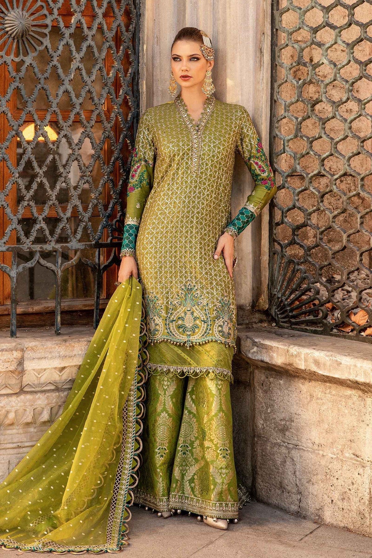 Pakistani Suits Unstitched Embroidered Cotton Satin Suit | CST-803 Al Libaas