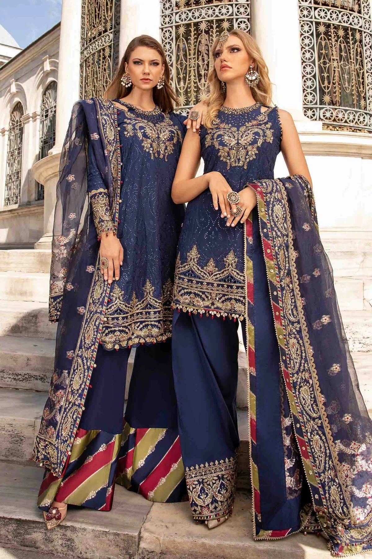 Pakistani Suits Unstitched Embroidered Cotton Satin Suit | CST-804 Al Libaas