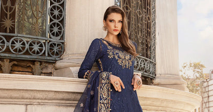 Pakistani Suits Unstitched Embroidered Cotton Satin Suit | CST-804 Al Libaas