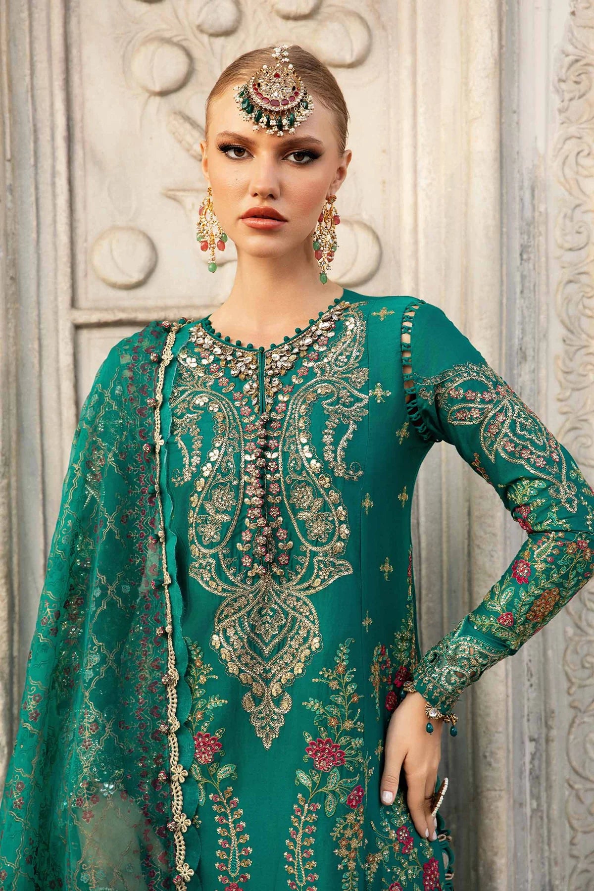 Pakistani Suits Unstitched Embroidered Cotton Satin Suit | CST-805 Al Libaas