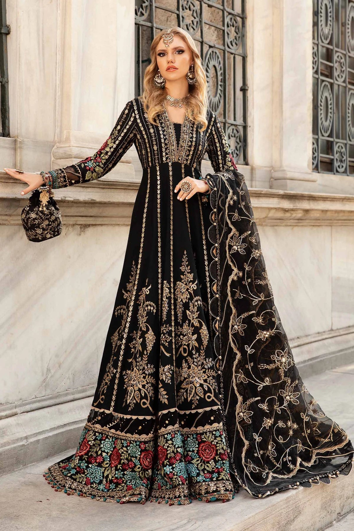 Pakistani Suits Unstitched Embroidered Cotton Satin Suit | CST-806 Al Libaas