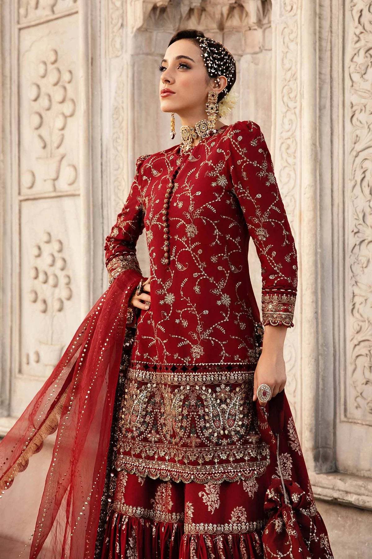 Pakistani Suits Unstitched Embroidered Cotton Satin Suit | CST-807 Al Libaas