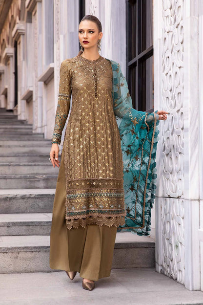 Pakistani Suits Unstitched Embroidered Cotton Satin Suit | CST-808 Al Libaas