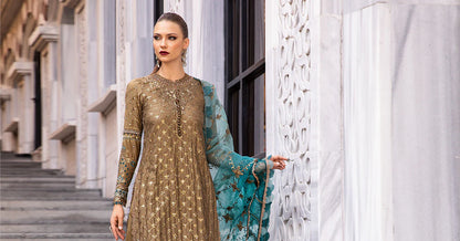 Pakistani Suits Unstitched Embroidered Cotton Satin Suit | CST-808 Al Libaas