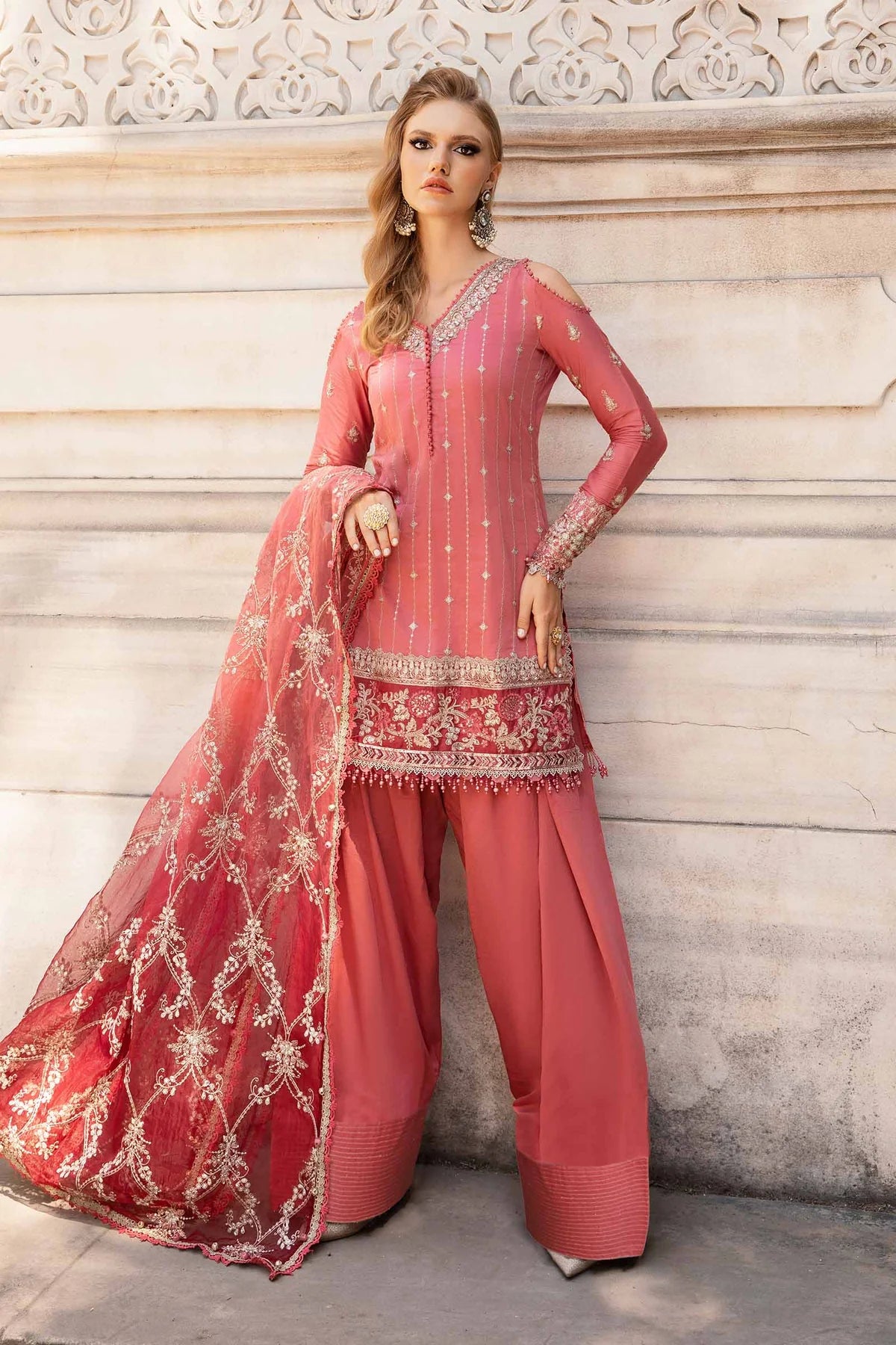 Pakistani Suits Unstitched Embroidered Cotton Satin Suit | CST-809 Al Libaas