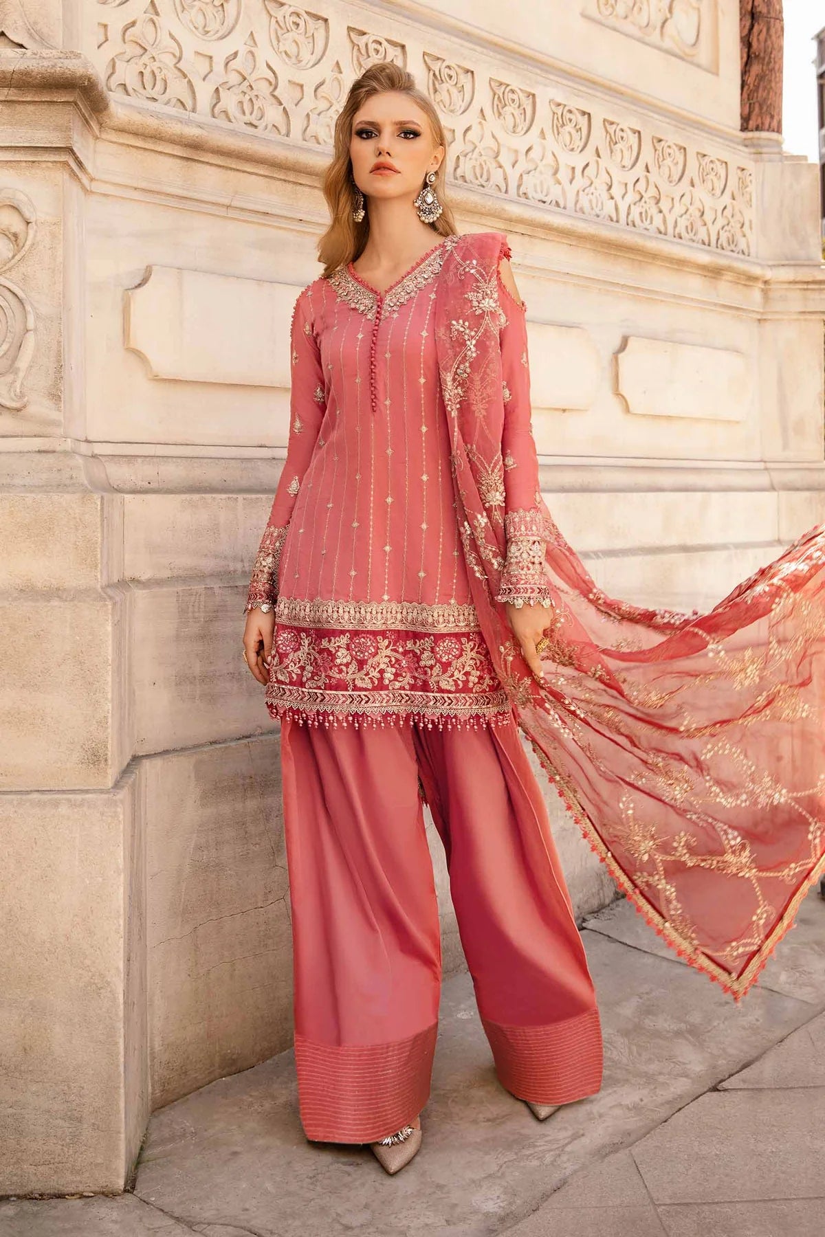 Pakistani Suits Unstitched Embroidered Cotton Satin Suit | CST-809 Al Libaas