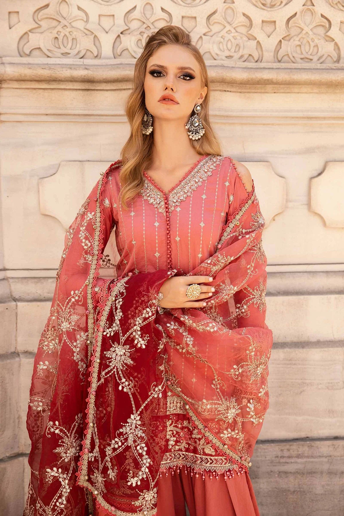 Pakistani Suits Unstitched Embroidered Cotton Satin Suit | CST-809 Al Libaas