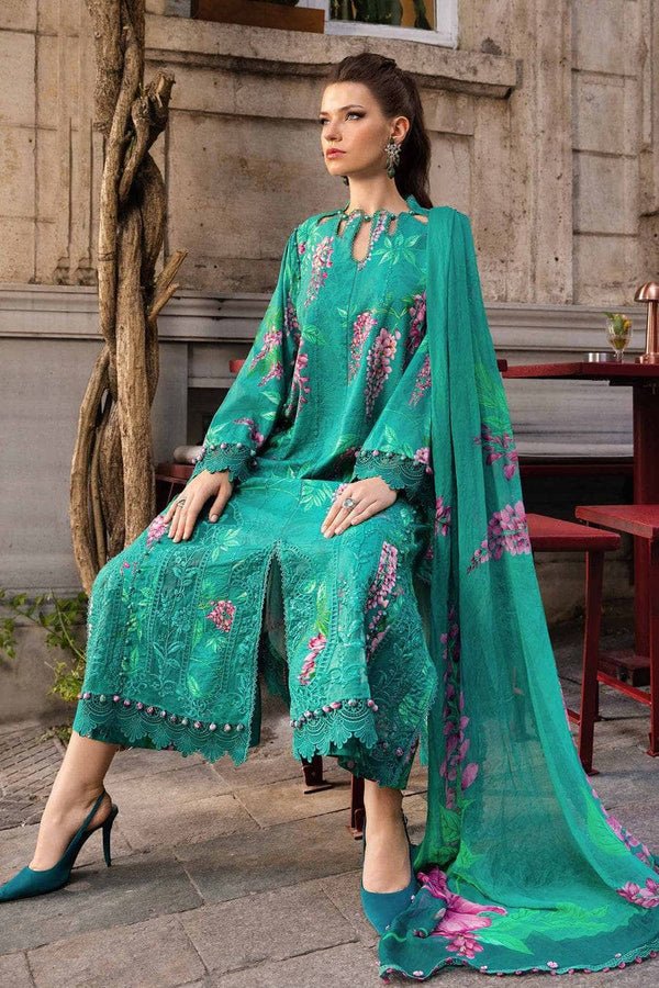 Pakistani Suits Online 3 Piece Unstitched Printed Cambric Suit | MPT - 2301 - A - Al Libaas