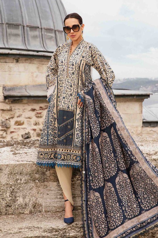 Pakistani Suits Online 3 Piece Unstitched Printed Cambric Suit | MPT - 2302 - A - Al Libaas