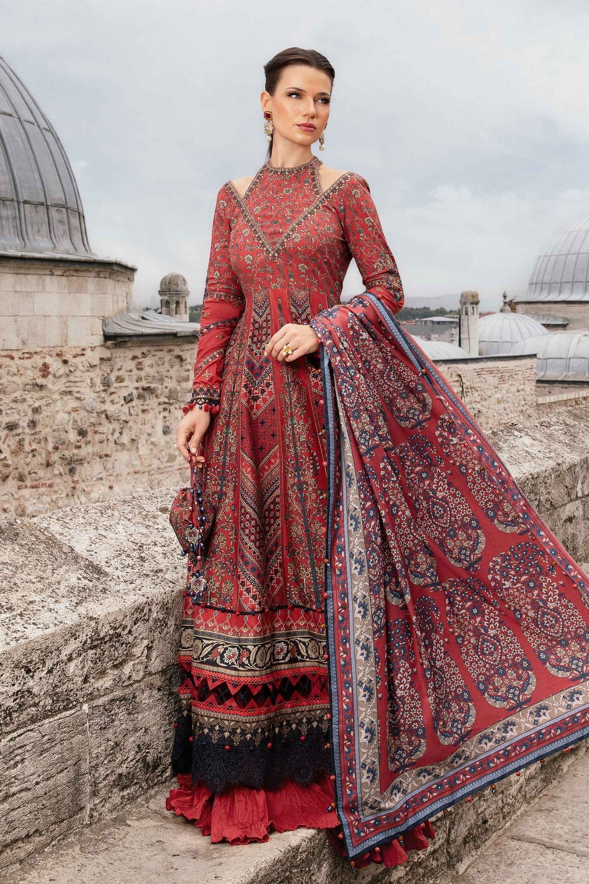 Pakistani Suits Online 3 Piece Unstitched Printed Cambric Suit | MPT - 2302 - B - Al Libaas