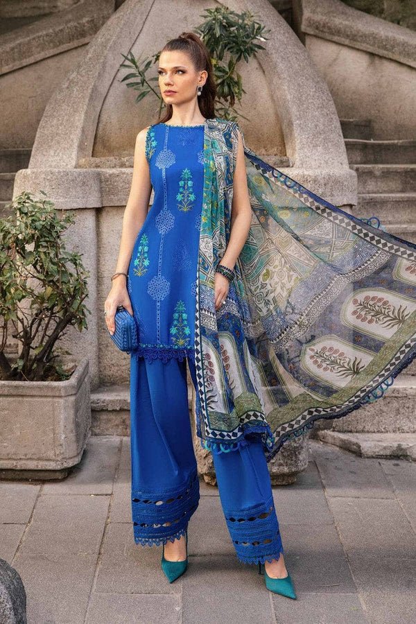 Pakistani Suits Online 3 Piece Unstitched Printed Cambric Suit | MPT - 2303 - A - Al Libaas