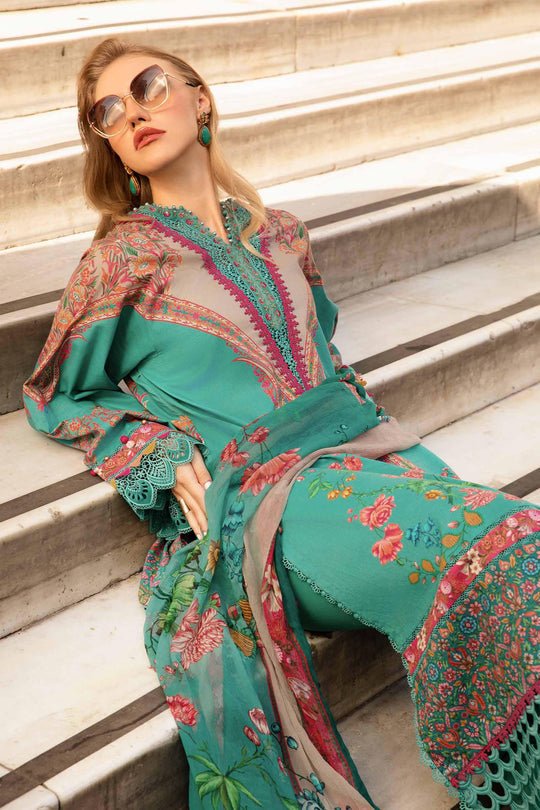 Pakistani Suits Online 3 Piece Unstitched Printed Cambric Suit | MPT - 2304 - A - Al Libaas