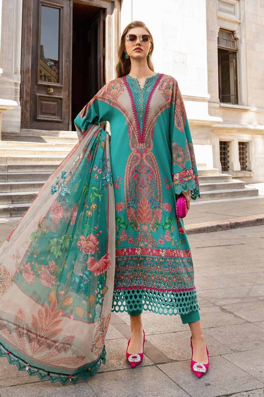 Pakistani Suits Online 3 Piece Unstitched Printed Cambric Suit | MPT - 2304 - A - Al Libaas